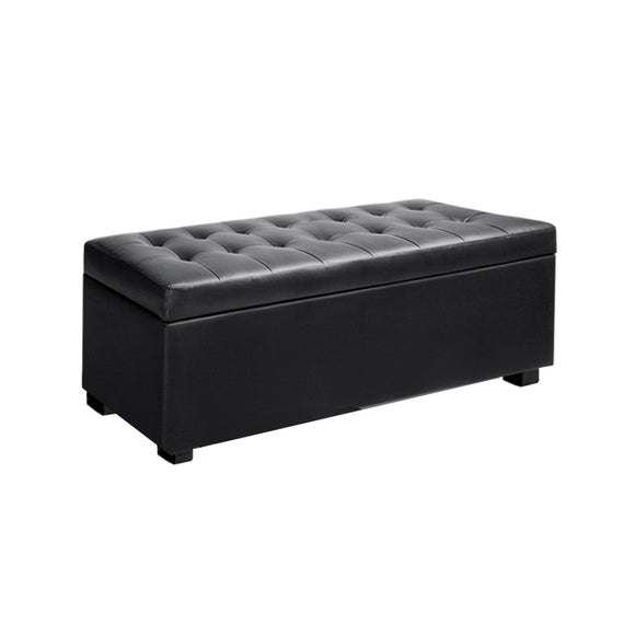 NNEDSZ  Leather Storage Ottoman - Black