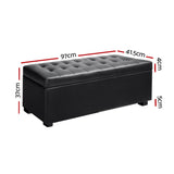 NNEDSZ  Leather Storage Ottoman - Black