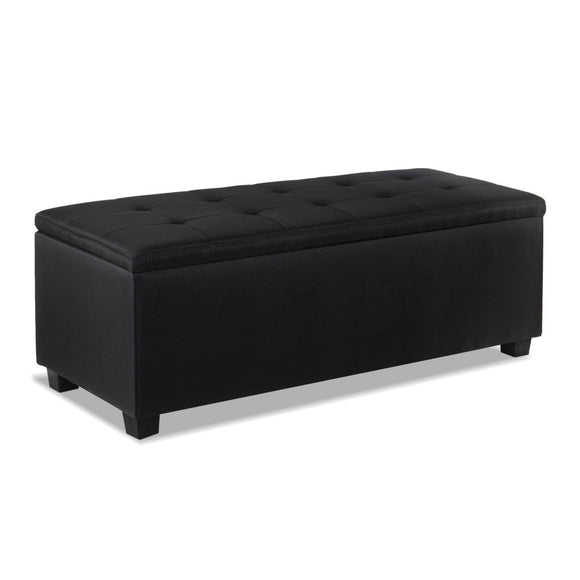 NNEDSZ Large Fabric Storage Ottoman - Black