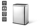NNEKG 50L Motion Sensor Dual Compartment Kitchen Rubbish Bin (Silver)