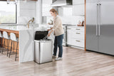 NNEKG 50L Motion Sensor Dual Compartment Kitchen Rubbish Bin (Silver)