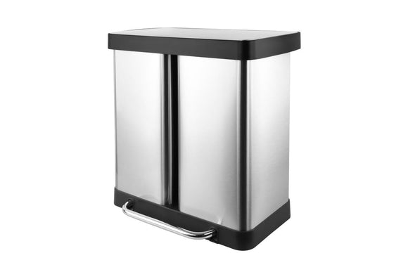 NNEKG 60L Pedal Dual Compartment Rubbish Bin (Stainless Steel)