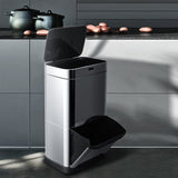 NNEKG 60L Two Tier Intelligent Recycling Kitchen Bin (Silver)