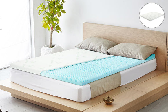NNEKGE Thick Gel Memory Foam Mattress Topper with Bamboo Cover (King)