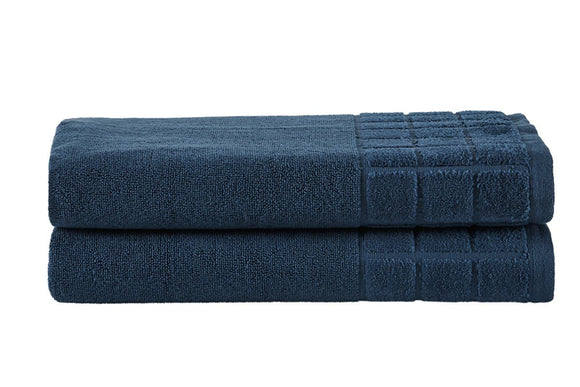 NNEKG Set of 2 630GSM Aria Bath Towels (Navy)
