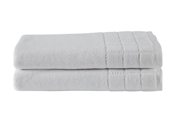 NNEKG Set of 2 630GSM Aria Bath Towels (White)