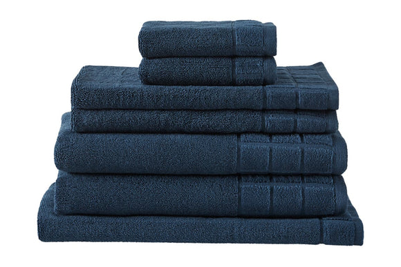 NNEKG 7 Piece 630GSM Aria Towel Set(Navy)