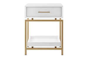 NNEKGE Bailey Bedside Table (White)