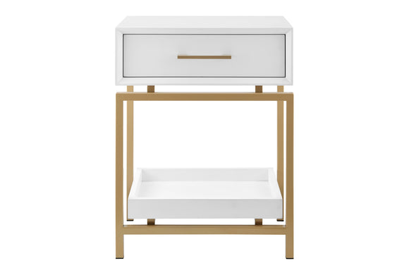 NNEKGE Bailey Bedside Table (White)