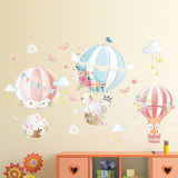 NNEKGE Hot Air Balloon and Baby Animals Wall Sticker