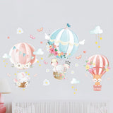 NNEKGE Hot Air Balloon and Baby Animals Wall Sticker