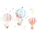 NNEKGE Hot Air Balloon and Baby Animals Wall Sticker