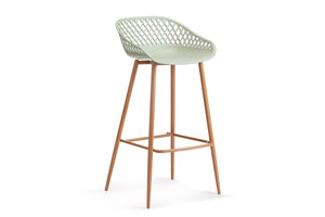 NNEKGE Set of 2 Leerdam Bar Stools (Pastel Green)