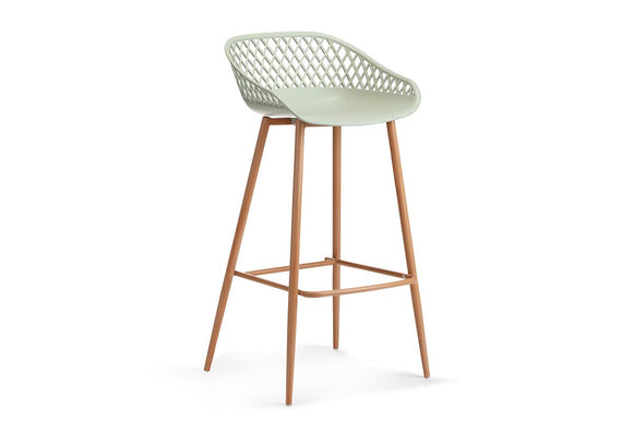 NNEKGE Set of 2 Leerdam Bar Stools (Pastel Green)