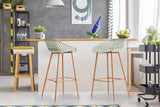 NNEKGE Set of 2 Leerdam Bar Stools (Pastel Green)