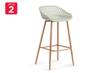 NNEKGE Set of 2 Leerdam Bar Stools (Pastel Green)