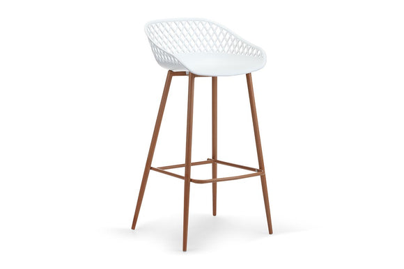 NNEKGE Set of 2 Leerdam Bar Stools (White)