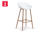NNEKGE Set of 2 Leerdam Bar Stools (White)