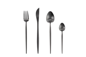 NNEKG Black Stainless Steel Cutlery (Set 16 Pieces)