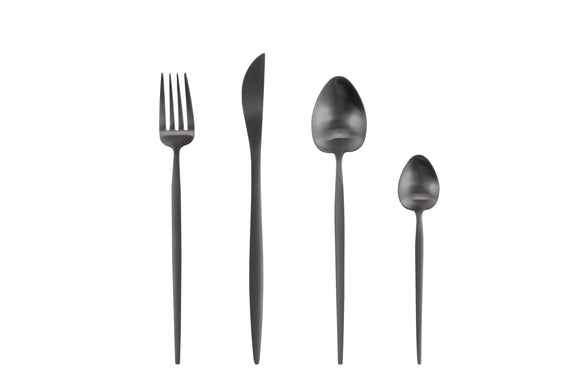 NNEKG Black Stainless Steel Cutlery (Set 16 Pieces)