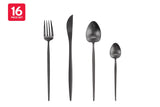 NNEKG Black Stainless Steel Cutlery (Set 16 Pieces)