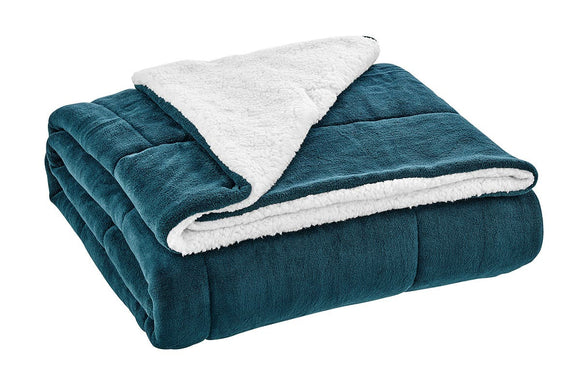 NNEKGE Reversible Sherpa Fleece Throw Blanket (Teal)