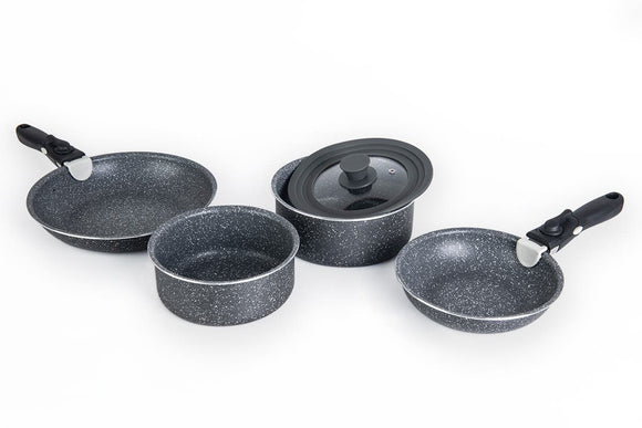 NNEKGE Moderno 7 Piece Stackable Marble Non-stick Cookware Set