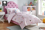NNEKG Dancing Doll And Her Teddy Kids Quilt Cover Set (Pink Single)