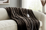NNEKGE Plush Electric Heated Throw Blanket (Dark Chocolate 200cm x 180cm)