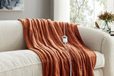 NNEKGE Plush Electric Heated Throw Blanket (Rust 160cm x 130cm)