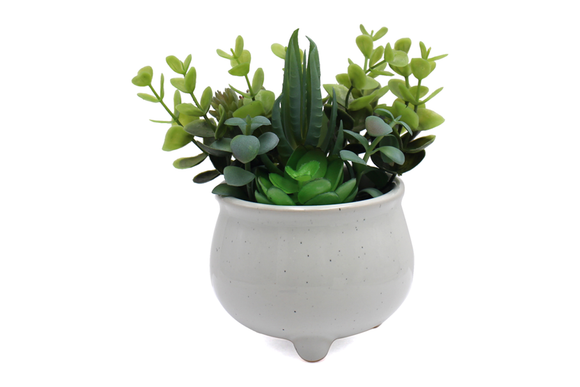 NNEKGE Faux Potted Succulent with Ceramic Pot
