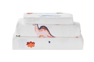 NNEKG 150GSM Flannelette Kids Bed Sheet Set (Dinosaur King Single)