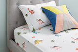 NNEKG 150GSM Flannelette Kids Bed Sheet Set (Dinosaur King Single)