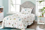 NNEKG 150GSM Flannelette Kids Bed Sheet Set (Dinosaur King Single)