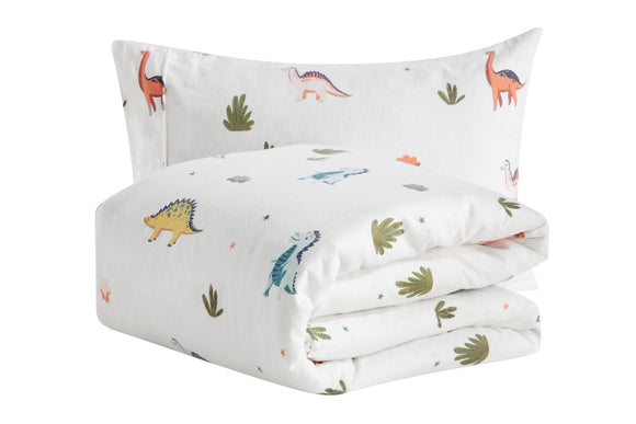 NNEKG 150GSM Flannelette Kids Quilt Cover Set (Dinosaur Double)