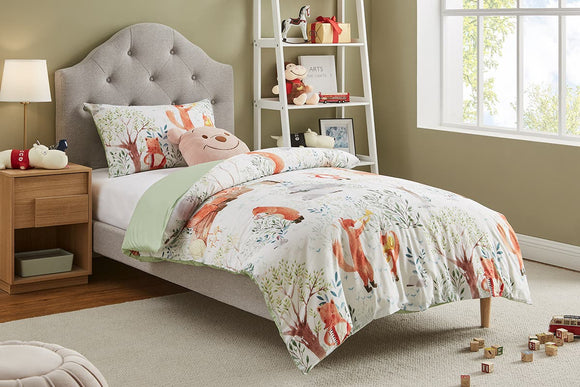 NNEKG Forest Friends Kids Quilt Cover Set (Beige Single)