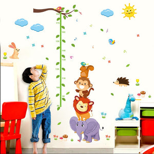 NNEKGE Forest Friends Tree Branch Measurement Wall Sticker