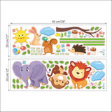 NNEKGE Forest Friends Tree Branch Measurement Wall Sticker