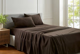NNEKGE 150GSM Cotton Flannelette Bed Sheet Set (Chocolate Single)