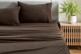 NNEKGE 150GSM Cotton Flannelette Bed Sheet Set (Chocolate Single)