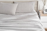 NNEKGE 150GSM Stripes Flannelette Bed Sheet Set (Dark Oak Single)