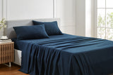 NNEKGE 150GSM Cotton Flannelette Bed Sheet Set (Midnight King)