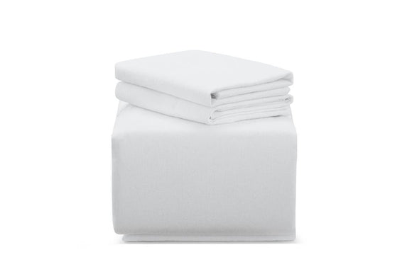 NNEKGE Cotton Flannelette Bed Sheet Set (White Queen)