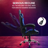 NNEMB Conquest Series Reclining Gaming Ergonomic Office Chair with Lumbar and Neck Pillows-Black and Blue