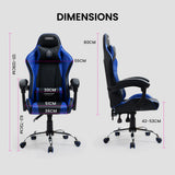 NNEMB Conquest Series Reclining Gaming Ergonomic Office Chair with Lumbar and Neck Pillows-Black and Blue