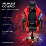 NNEMB Conquest Series Reclining Gaming Ergonomic Office Chair with Lumbar and Neck Pillows-Black and Red