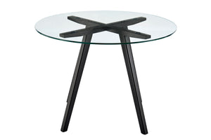 NNEKG Gina Circle Glass Table (Black)