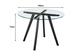 NNEKG Gina Circle Glass Table (Black)