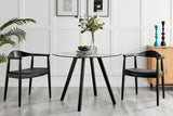 NNEKG Gina Circle Glass Table (Black)