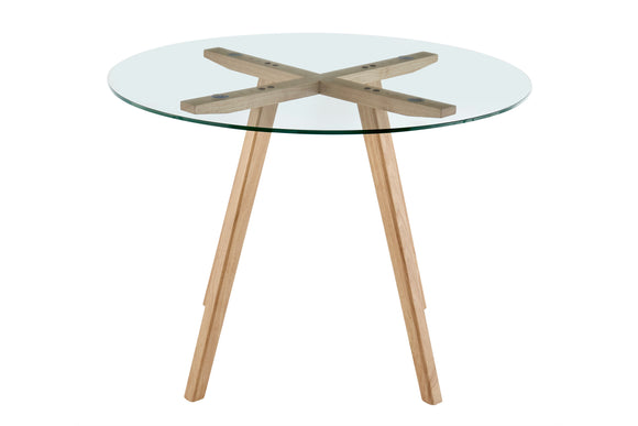 NNEKGE Gina Circle Glass Table (Natural)
